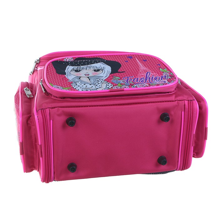 Ранец Стандарт BagFashion 902, 36 х 34 х 20 см, для девочки, раскладной, «Девочка в шляпе» розовый 