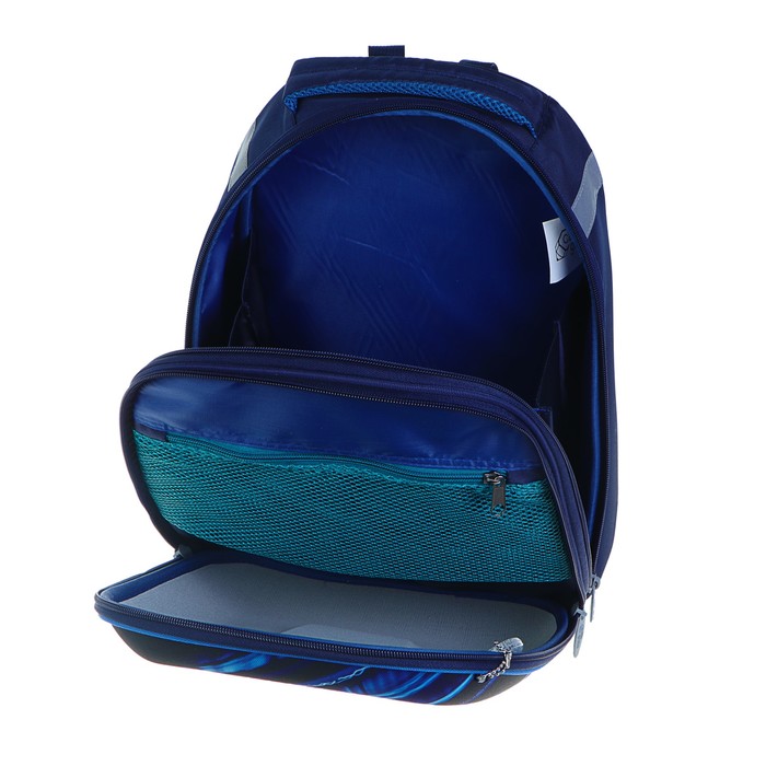 Рюкзак каркасный Calligrata Колибри, 37 x 28 x 19 см, для мальчика, «Крутая тачка», синий 