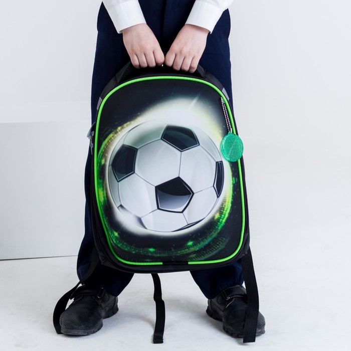 Рюкзак каркасный Calligrata Колибри, 37 x 28 x 19 см, для мальчика, «Улётный футбол», чёрный 