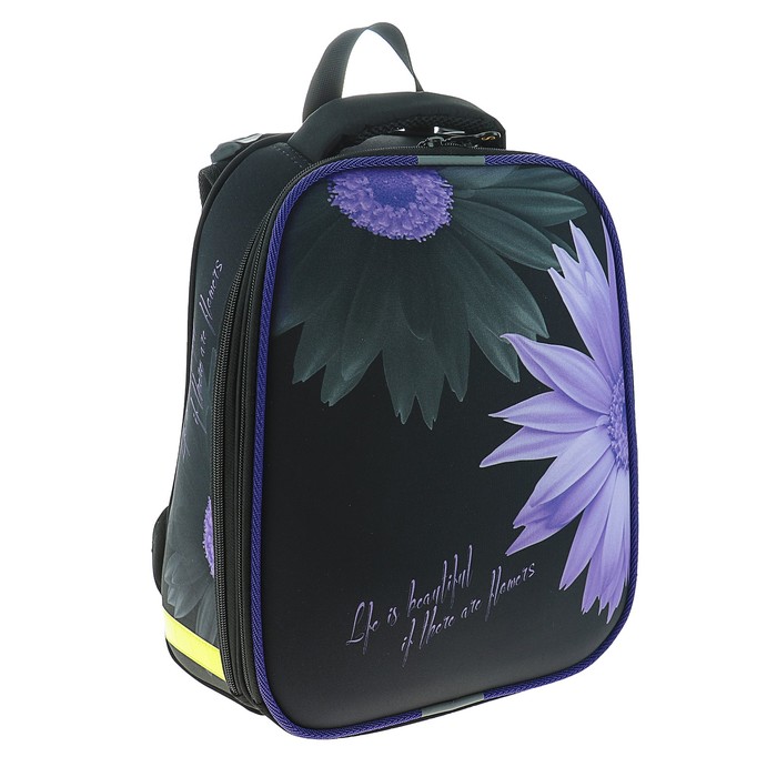Рюкзак каркасный Stavia 38 х 30 х 16 см, эргономичная спинка, для девочки, «Цветок», чёрный 