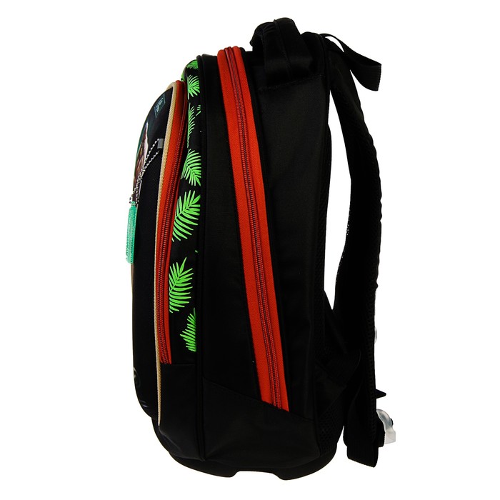 Рюкзак каркасный Calligrata Пони, 39 х 28 х 18 см, мешок для обуви, для мальчика, «Крутой дино», зелёный 
