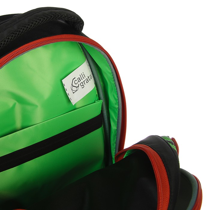 Рюкзак каркасный Calligrata Пони, 39 х 28 х 18 см, мешок для обуви, для мальчика, «Крутой дино», зелёный 