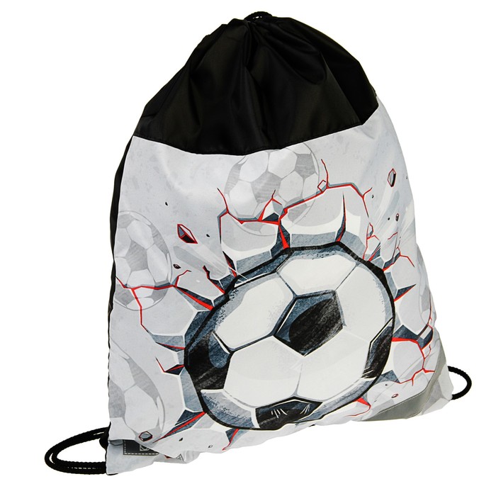Рюкзак каркасный Calligrata Пони, 39 х 28 х 18 см, мешок для обуви, для мальчика, «Футбол», серый 