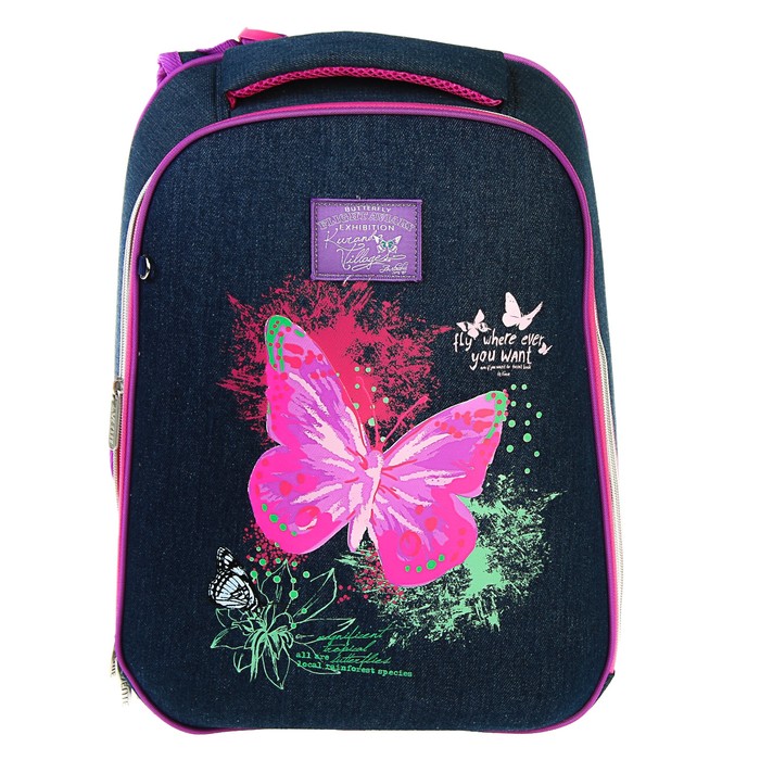 Рюкзак каркасный deVENTE Choice, 38 х 28 х 16, для девочки, Jeans Butterfly 