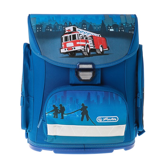 Ранец на замке Herlitz MIDI 38х37х22 см, для мальчиков, Fire Truck, синий 