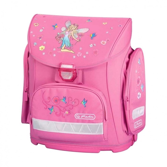 Ранец на замке Herlitz MIDI 38х37х22 см для девочек, Flower fairy, розовый 