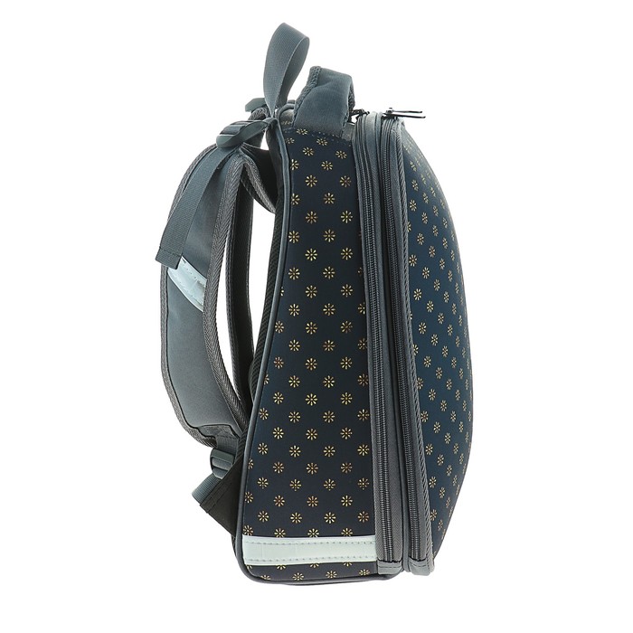 Рюкзак каркасный Stavia 38 х 30 х 16 см, эргономичная спинка, для девочки, «Чёрная кошка», серый 
