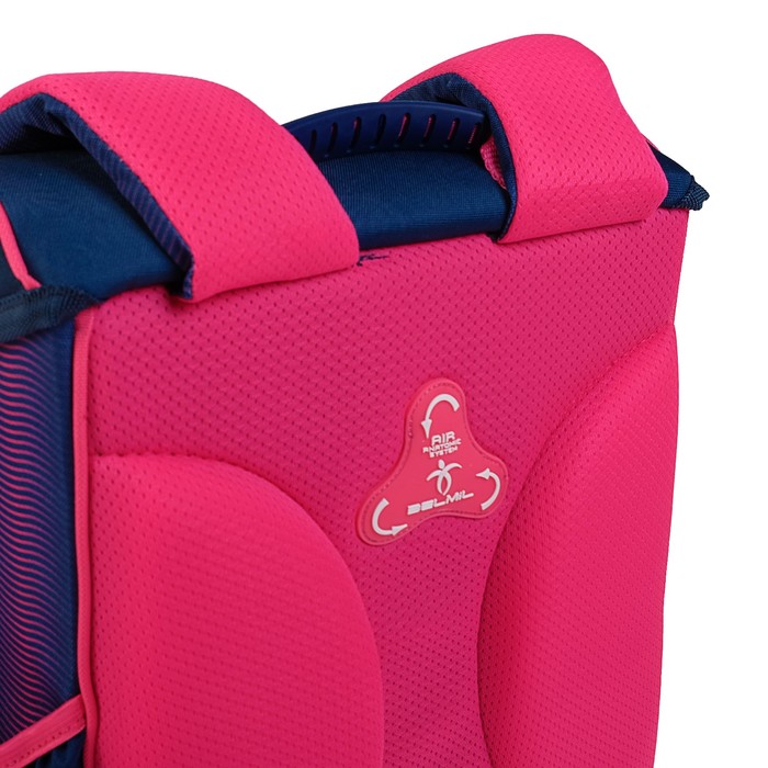 Ранец на замке Belmil Click, 35 х 26 х 17 см, для девочки, Flamingo, синий/розовый 