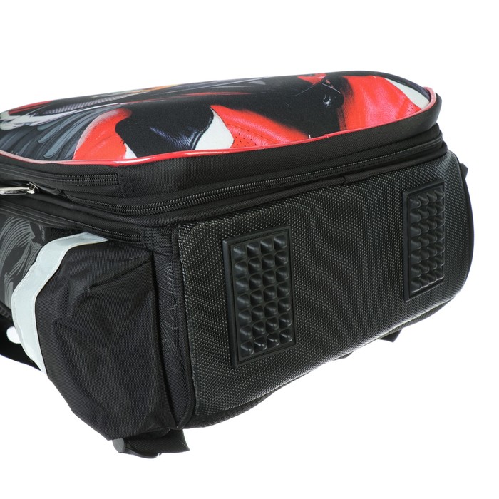 Рюкзак каркасный Hatber Ergonomic 37 х 29 х 17 см, для мальчика, Moto, чёрный/красный 