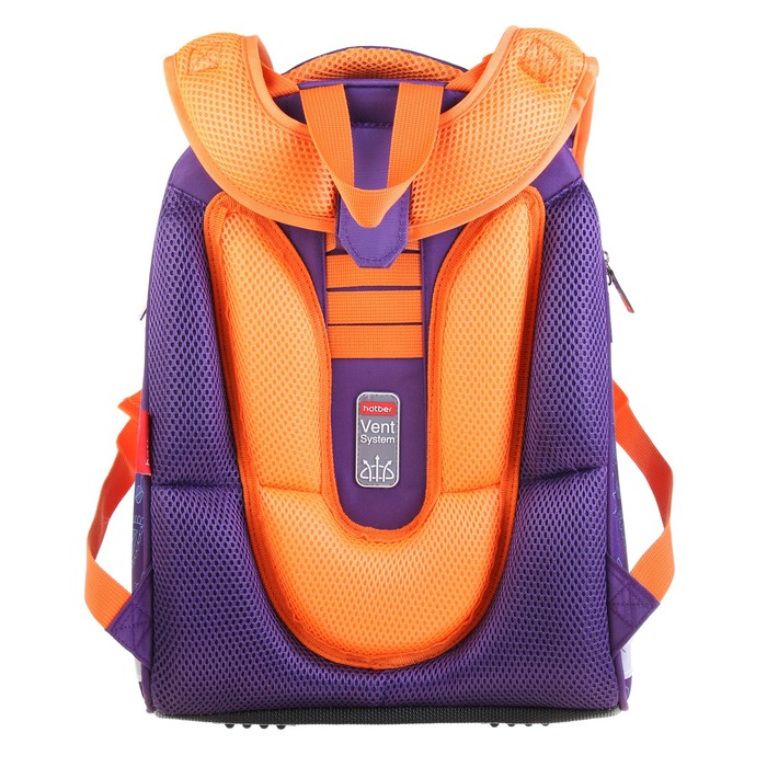 Рюкзак каркасный Hatber Ergonomic 37 х 29 х 17 см, для девочки, «Лисичка», фиолетовый/оранжевый 