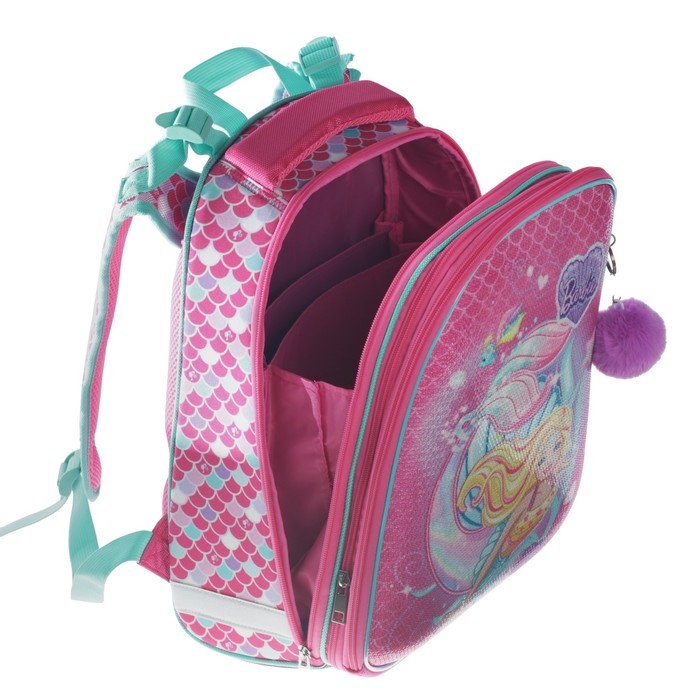 Рюкзак каркасный Hatber Ergonomic 37 х 29 х 17 см, для девочки, «Барби», розовый 