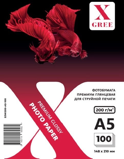 Фотобумага X-Gree Premium A5 53W200 100 листов глянцевая 