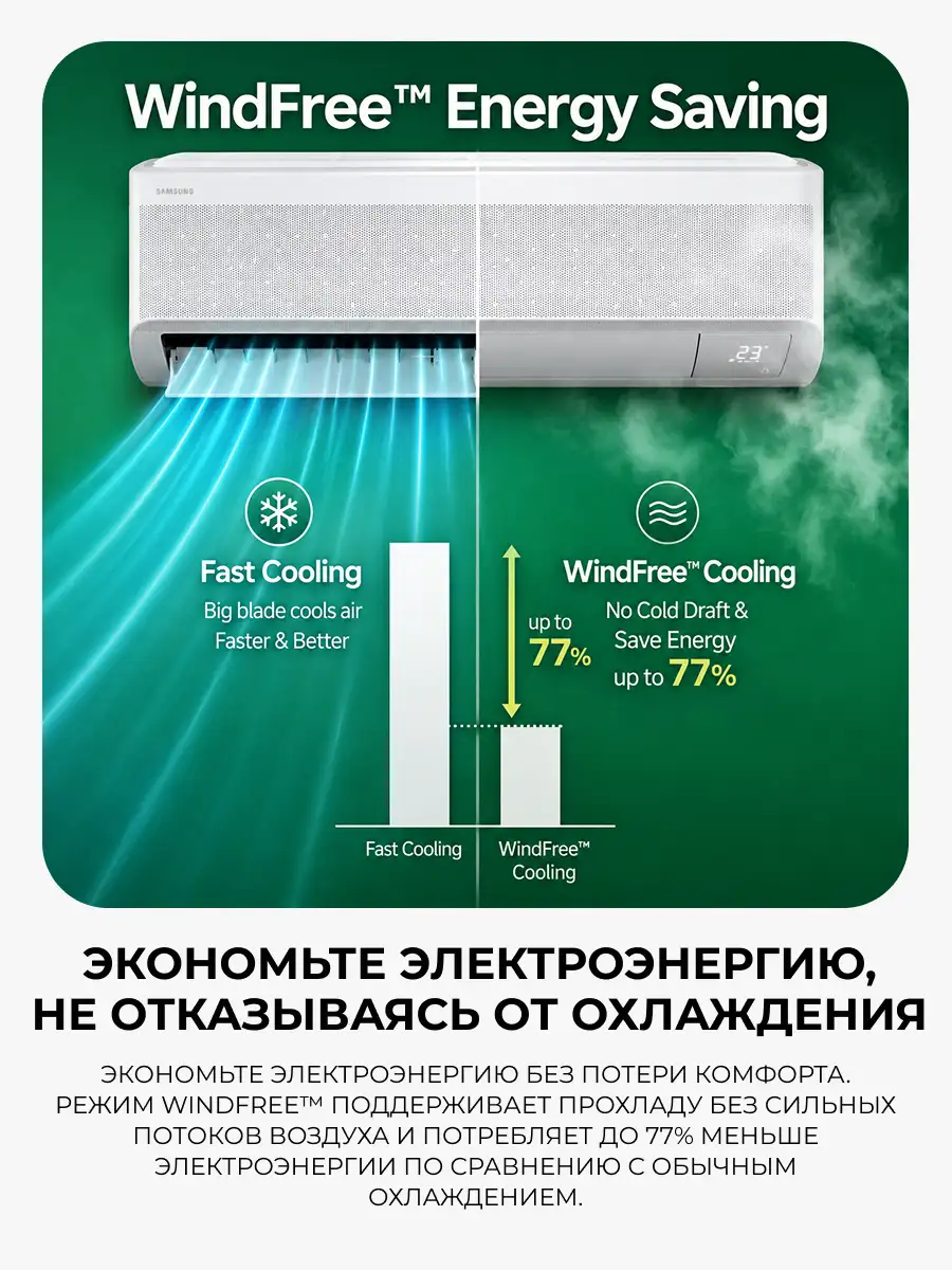 Кондиционер Samsung WindFree AR60F12C1DWNER+AR60F12C1DWXER - фото 5