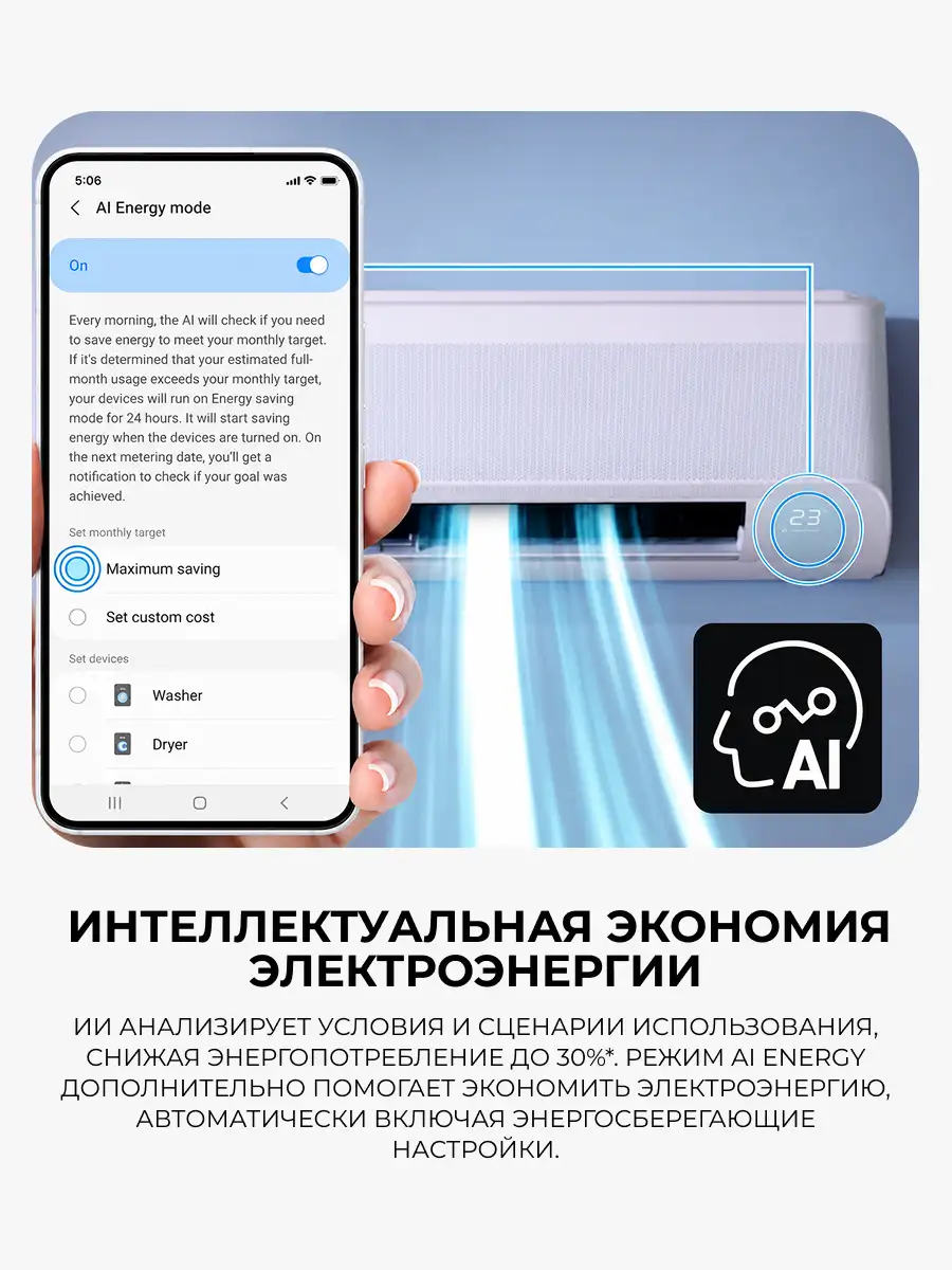Кондиционер Samsung WindFree AR60F12C1DWNER+AR60F12C1DWXER - фото 7