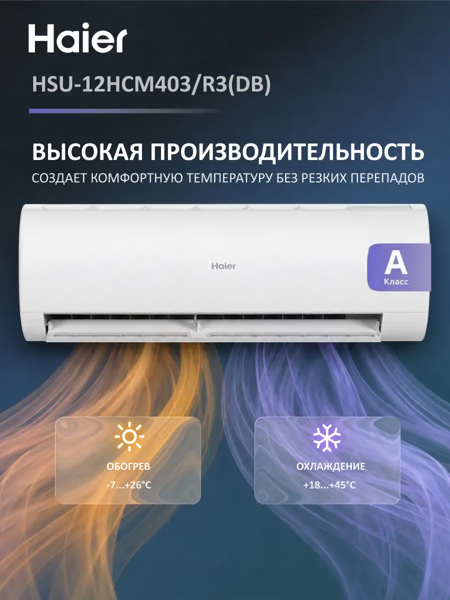 Haier кондиционері HSU-12HCM403/R3(DB)-IN+HSU-12HCM403/R3(DB)-OUT - фото 6