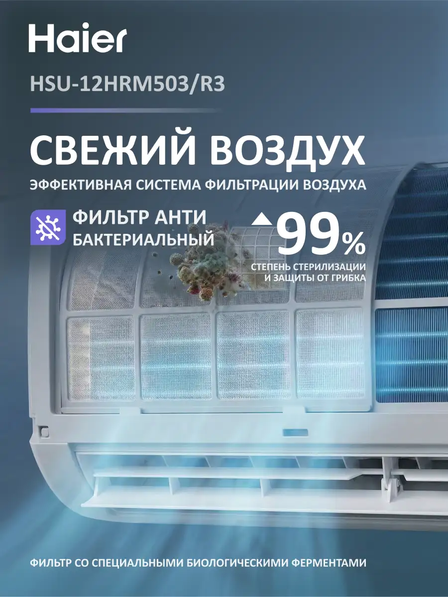 Кондиционер Haier HSU-12HRM503/R3-IN+HSU-12HRM503/R3-OUT - фото 7