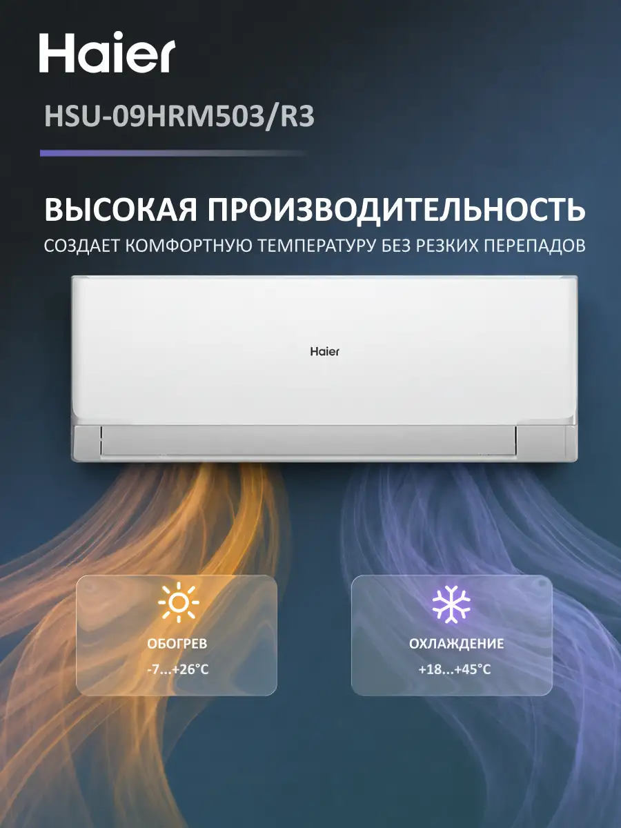 Кондиционер Haier HSU-09HRM503/R3-IN+HSU-09HRM503/R3-OUT - фото 6