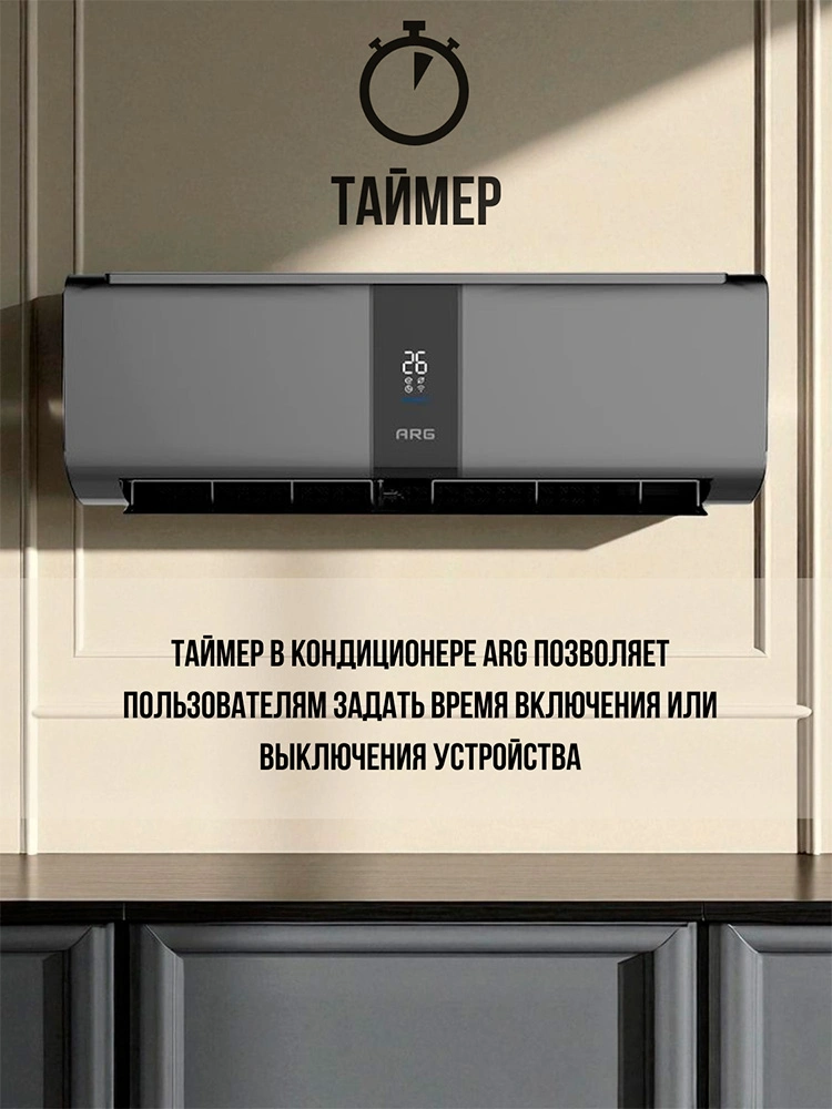Кондиционер ARG SoftWind CSD-09EC (Inverter, Wi-Fi, инсталляция) Graphite - фото 4