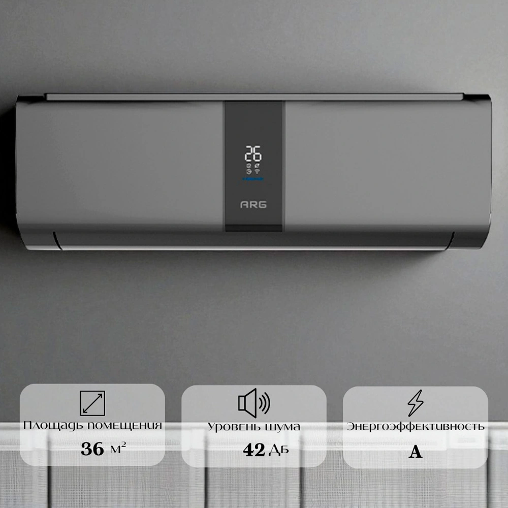 Кондиционер ARG SoftWind CSD-12EC (Inverter, Wi-Fi, инсталляция) Graphite - фото 2