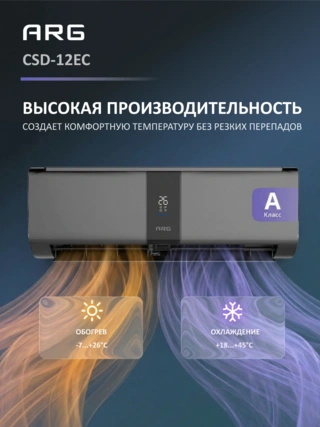 Кондиционер ARG SoftWind CSD-12EC (Inverter, Wi-Fi, инсталляция) Graphite - фото 6