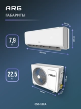 Комплект Кондиционер ARG SoftWind CSD-12EA (Inverter, Wi-Fi, инст.) White + Установка кондиционера "Cтарт" (12000-18000 BTU)  - фото 9