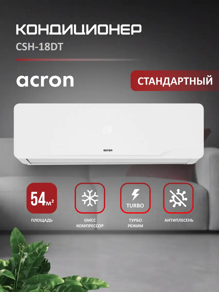 Кондиционер Acron CSH-18DT (инст.комплект) White - фото 2