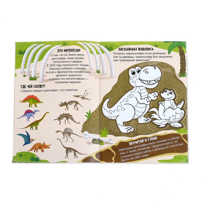 Активити книга с наклейками и растущими игрушками «Динозавры», 12 стр. 