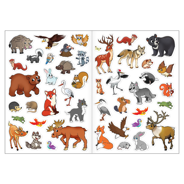 Многоразовые наклейки набор «Изучаем животных», 2 шт. 