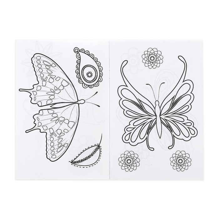 Раскраска с наклейками «Бабочки», 12 стр. 