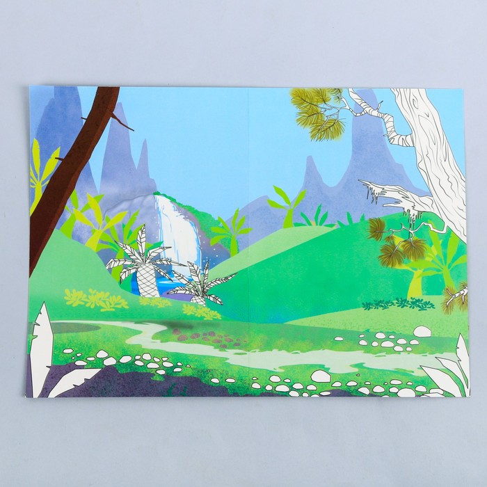 Набор наклеек с раскраской «Динозавры», 14.5 × 21 см 