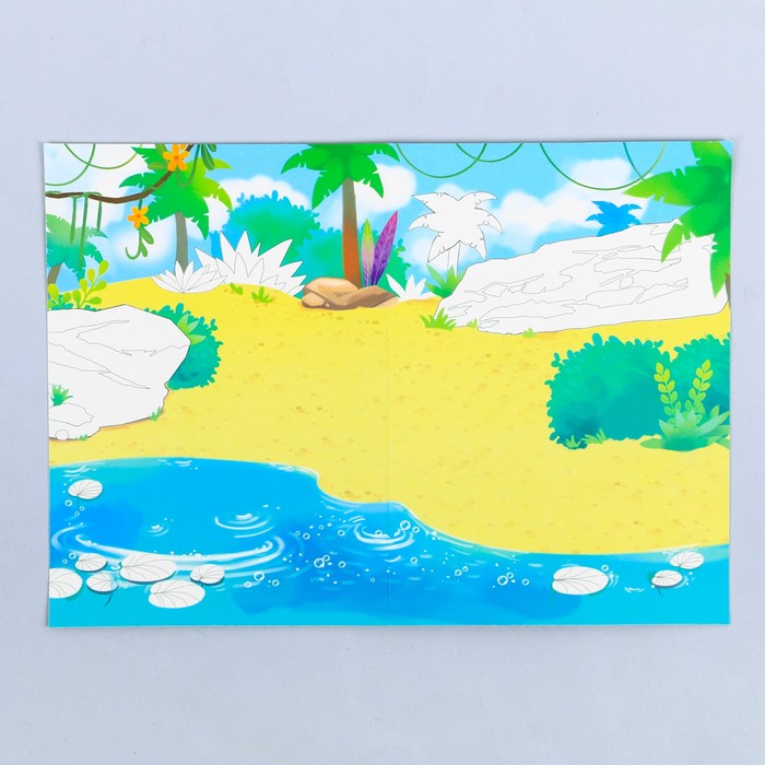 Набор наклеек с раскраской «Весёлые джунгли», 14.5 × 21 см 