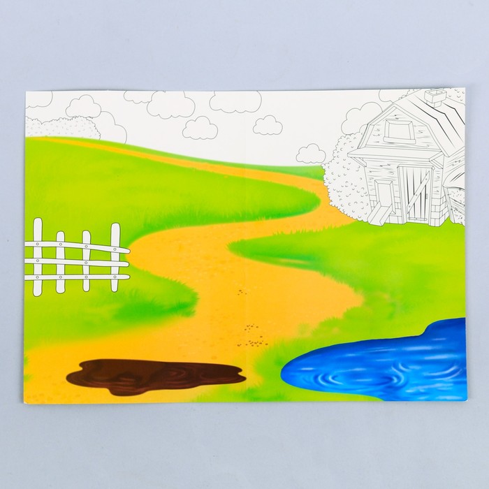 Набор наклеек с раскраской «Ферма», 14.5 × 21 см 