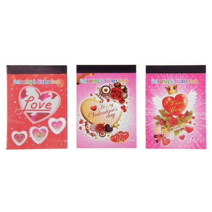 Раскраска, формат А6, 8 листов+1 лист с наклейками, «Сердечки», МИКС с наклейками Сердечки МИКС