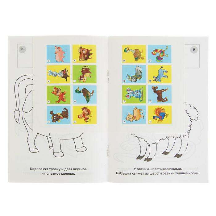Раскраска с наклейками «Домашние животные», 16 наклеек 