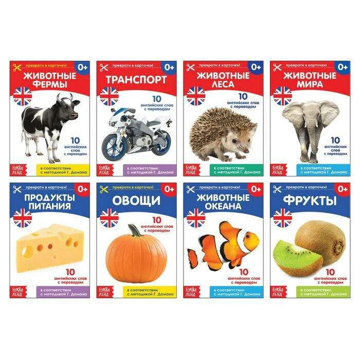 Книги набор «Карточки Домана на английском языке», 24 стр. по методике Г. Домана на английском языке, 24 страницы