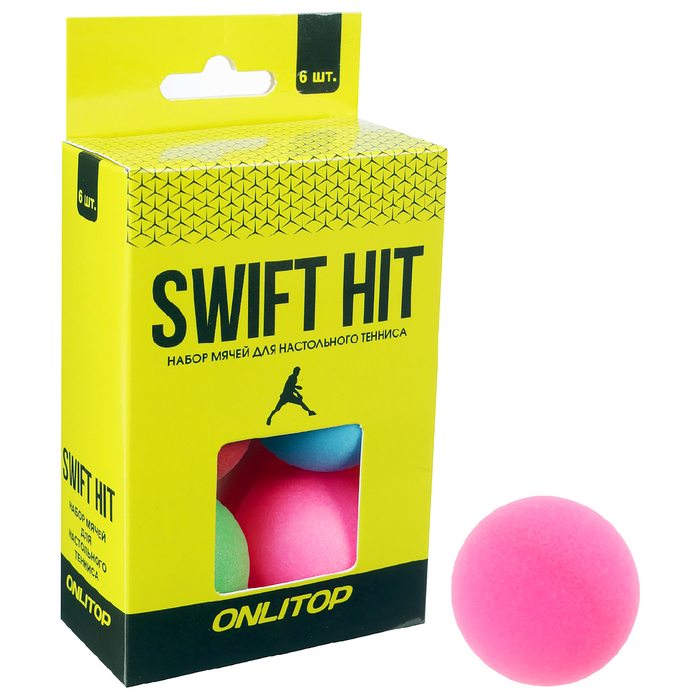 Мяч для настольного тенниса 40 мм (набор 6 шт), цвета микс 