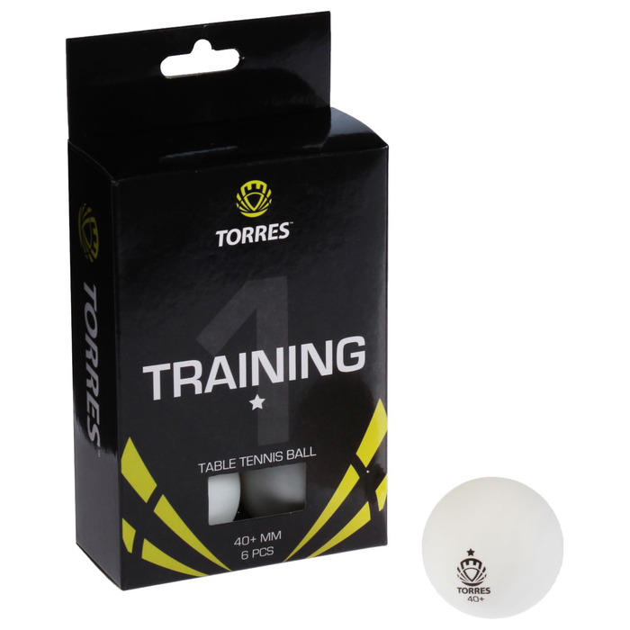Мяч для настольного тенниса Torres Training, 1 звезда, набор 6 штук, цвет белый 