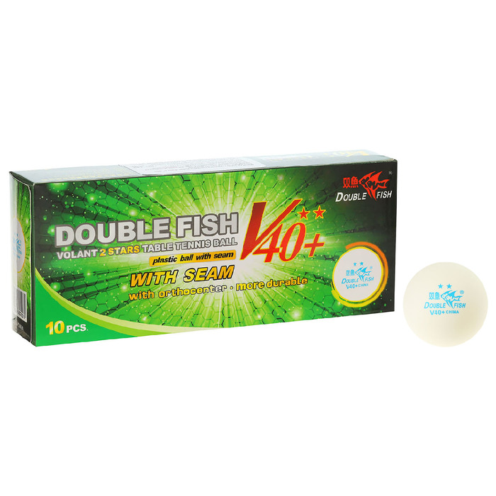 Мячи для настольного тенниса Double Fish 2*, (10 шт/упак.), диаметр 40+ 