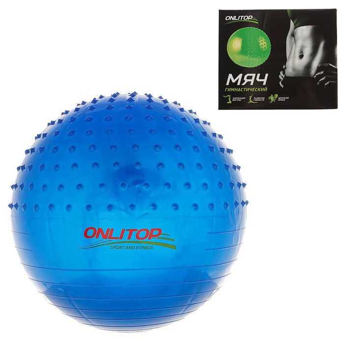 Мяч гимнастический массажный d=65 см, 1000 г, цвета МИКС 
