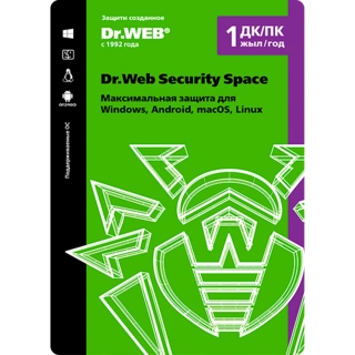 Электронный ключ Dr.Web Security Space на 12 мес, 1 (win, os x, lin)