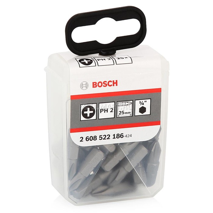 Биты Bosch 2608522186, 25 шт., 25 мм, 1/4", PH2, крестовые, односторонние 