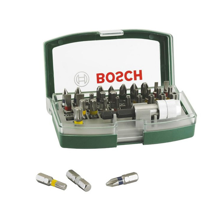 Набор бит Bosch 2607017063, 32 предмета, односторонние, внешний шестигранник, держатель бит   456246 