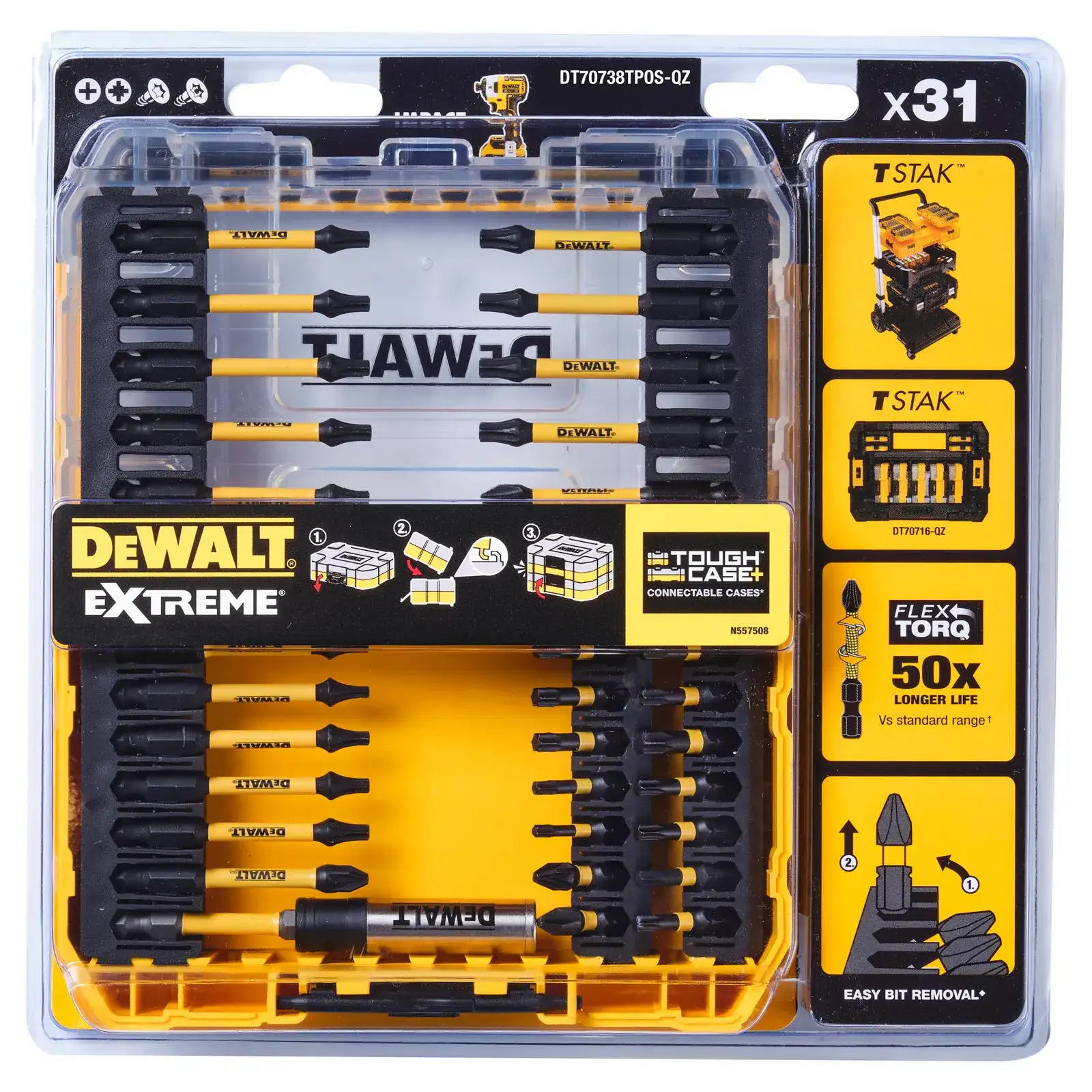 Набор бит и насадок DeWALT "FLEXTORQ" 31шт. DT70738TPOS-QZ - фото 2