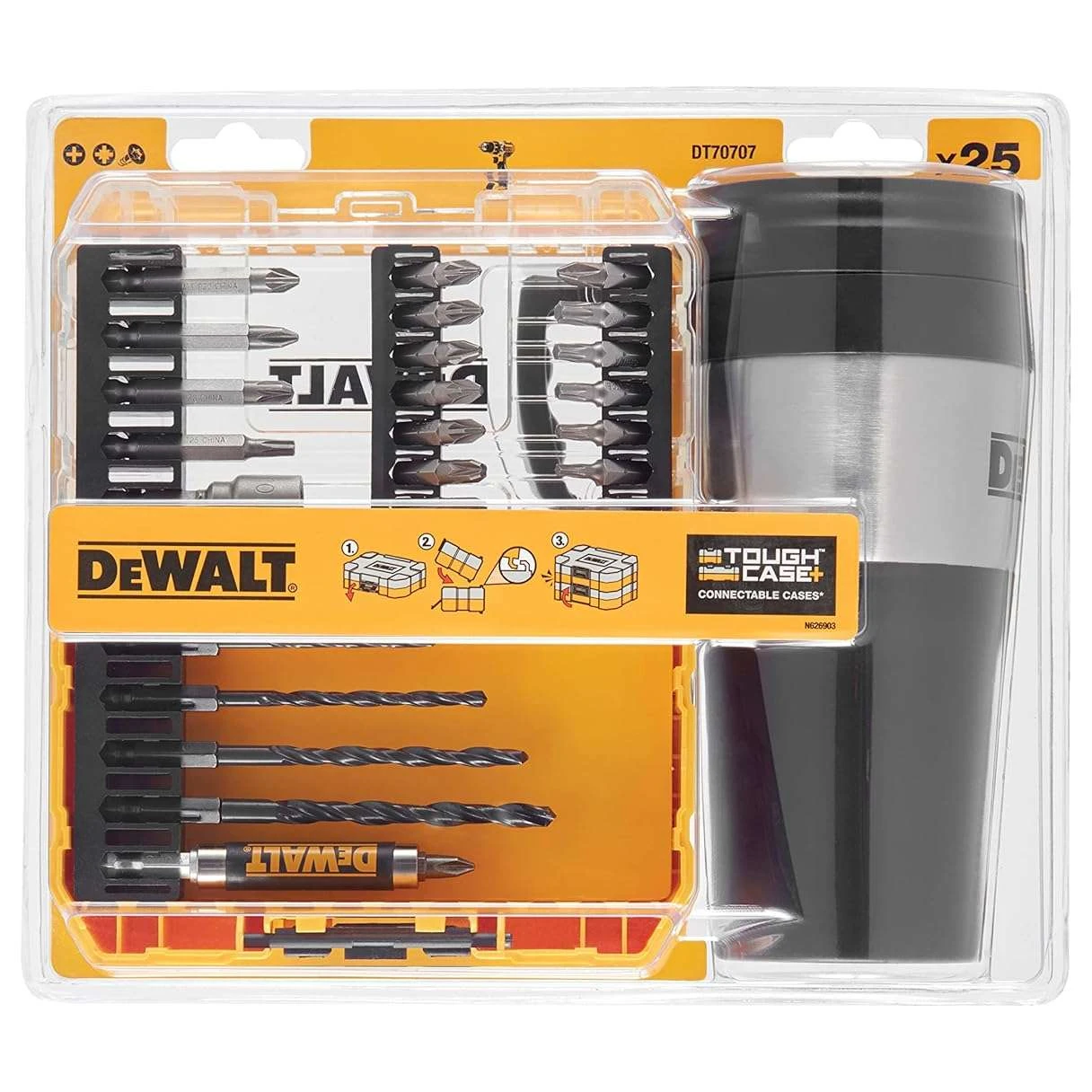 Набор бит и сверл + кружка DeWALT 25шт. DT70707-QZ  - фото 2