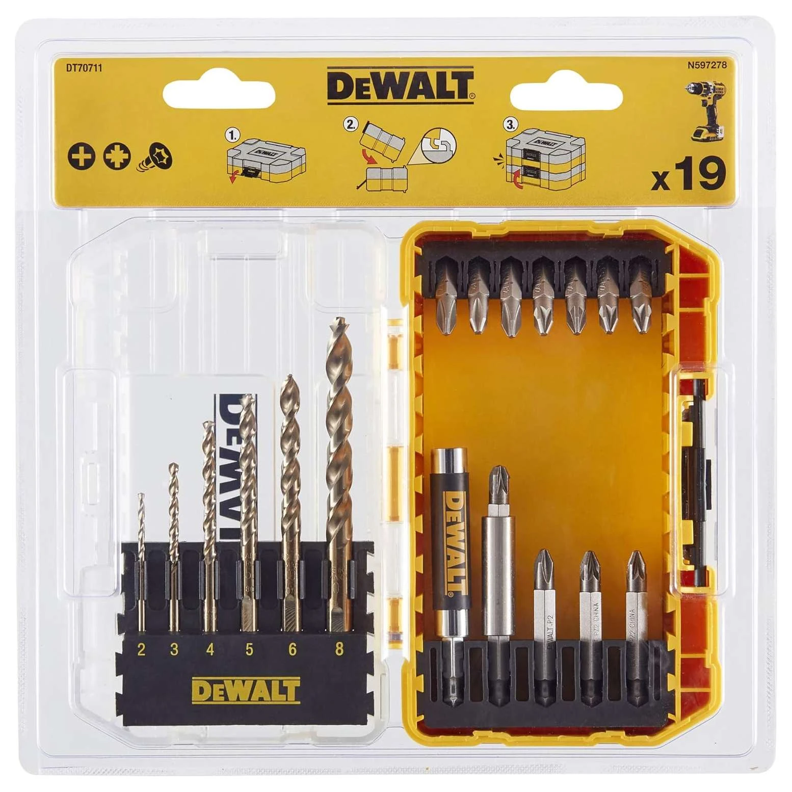 Набор сверл и бит DeWALT 19шт. DT70711-QZ  - фото 3