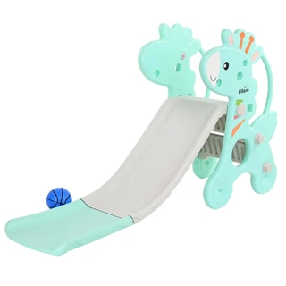 Детская горка с баскетбольным кольцом Pituso Жирафик Зеленая