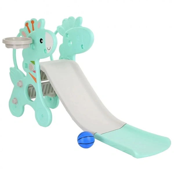 Детская горка с баскетбольным кольцом Pituso Жирафик Зеленая - фото 2