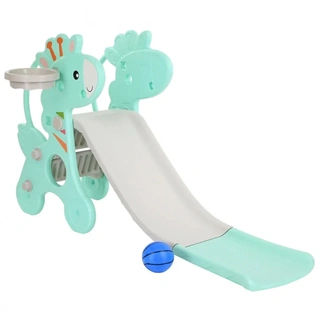 Детская горка с баскетбольным кольцом Pituso Жирафик Зеленая