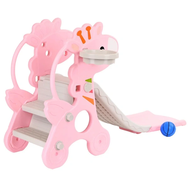 Детская горка с баскетбольным кольцом Pituso Жирафик Розовая - фото 3