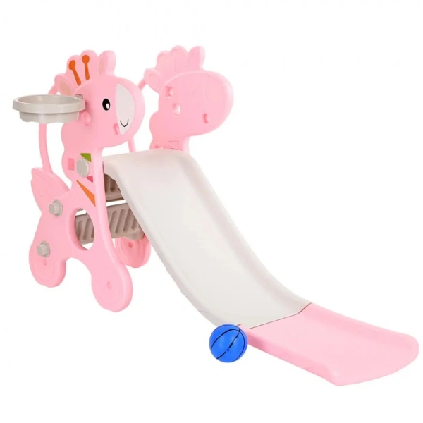 Детская горка с баскетбольным кольцом Pituso Жирафик Розовая - фото 2